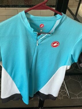 Black, White and light blue ladies ladies Large Bicycle Jersey